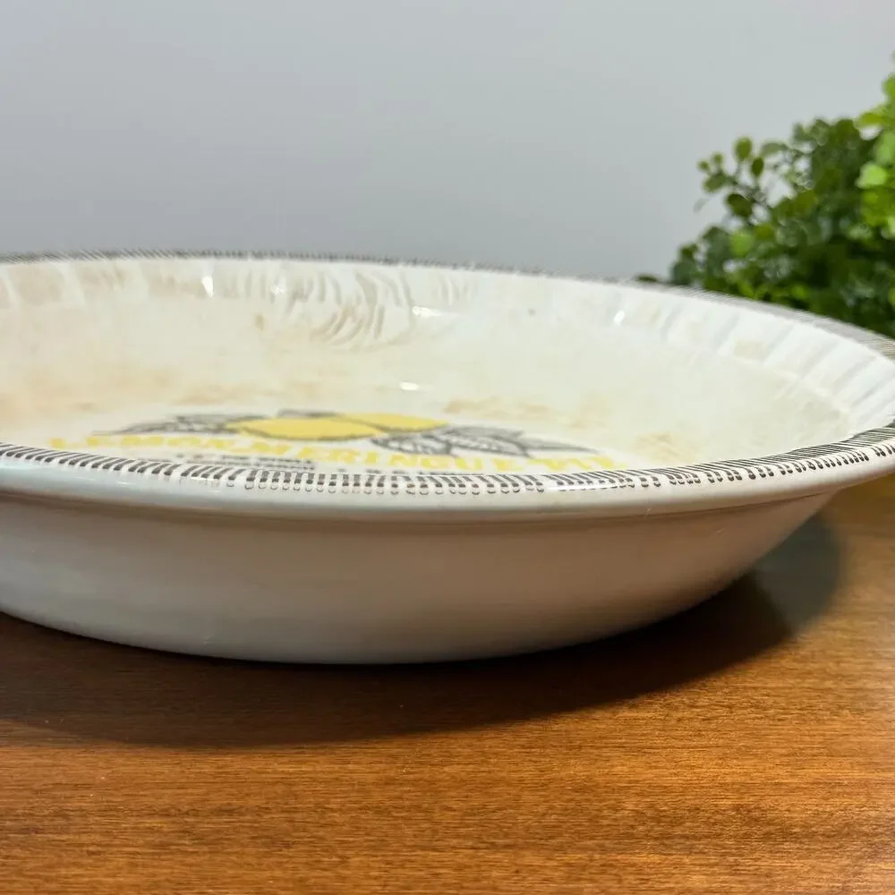 Vintage Lemon Meringue Pie Recipe Plate 11” Royal China Crazing